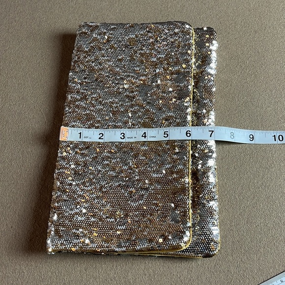 BCBGMaxAzria Sequin Clutch in Silver and Gold Sequins - Picture 9 of 11